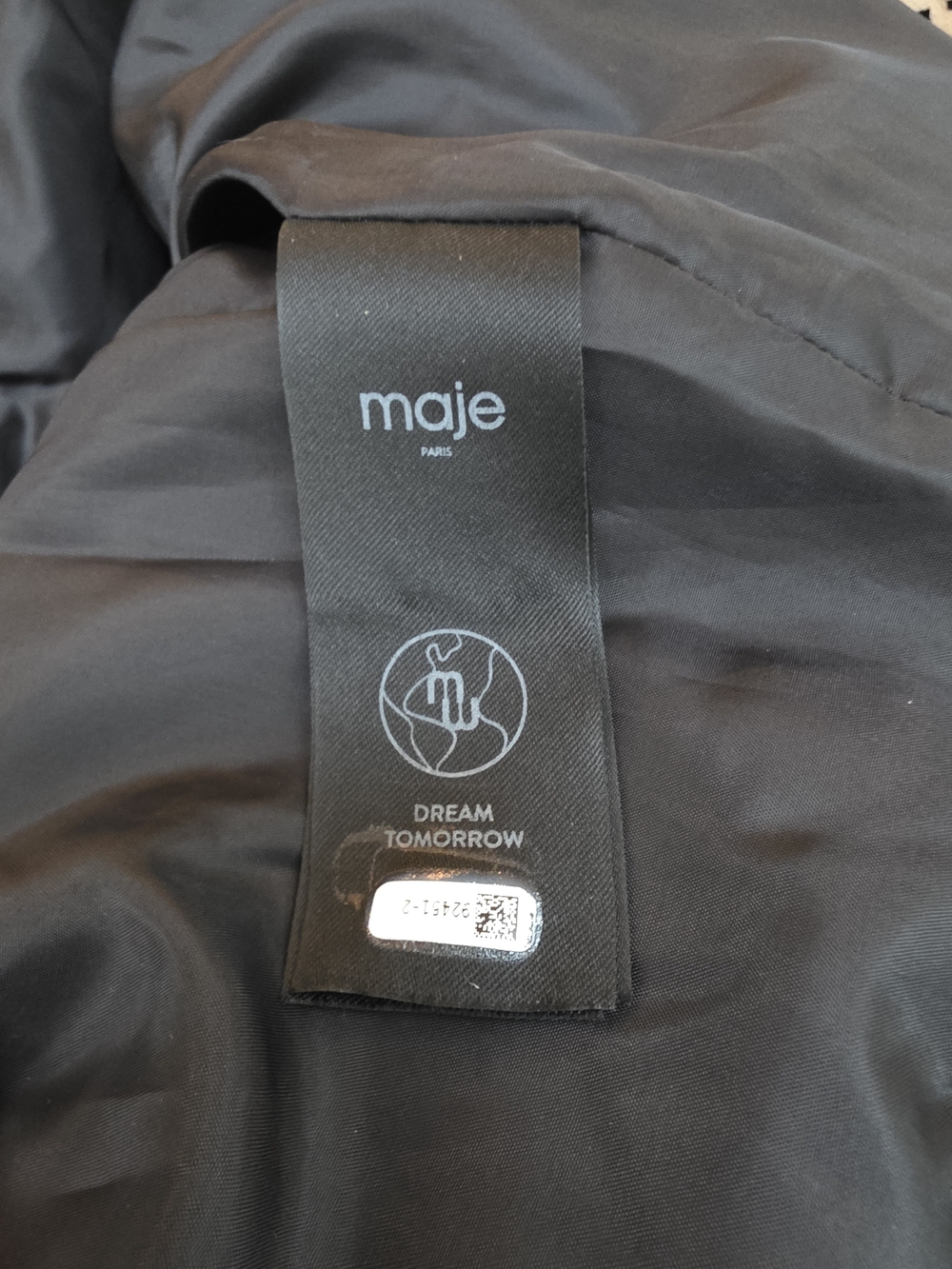 New Maje Besley Black Leather Biker Moto Jacket, Cropped Belted, FR 40/US 8 - Picture 12 of 15